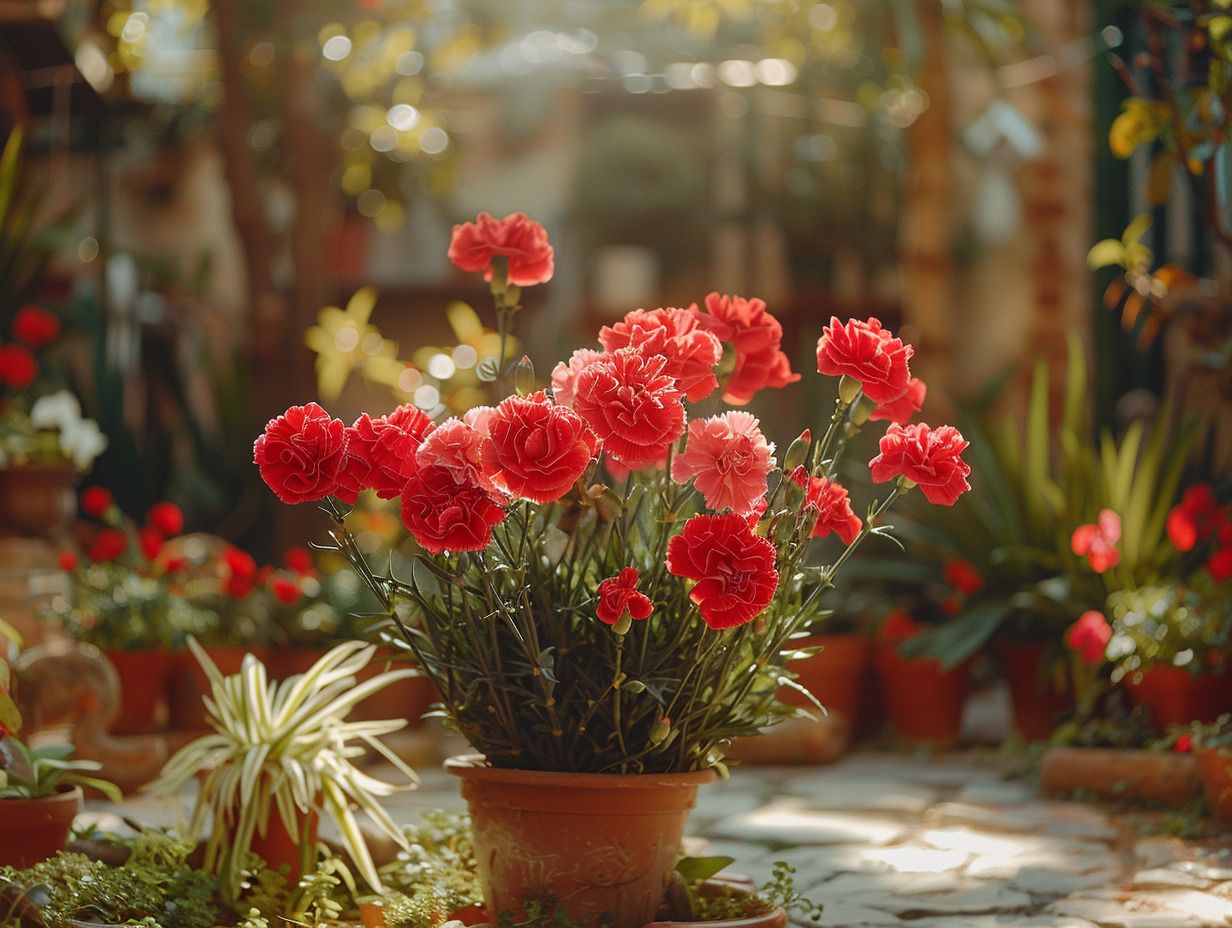 fleur œillet rouge